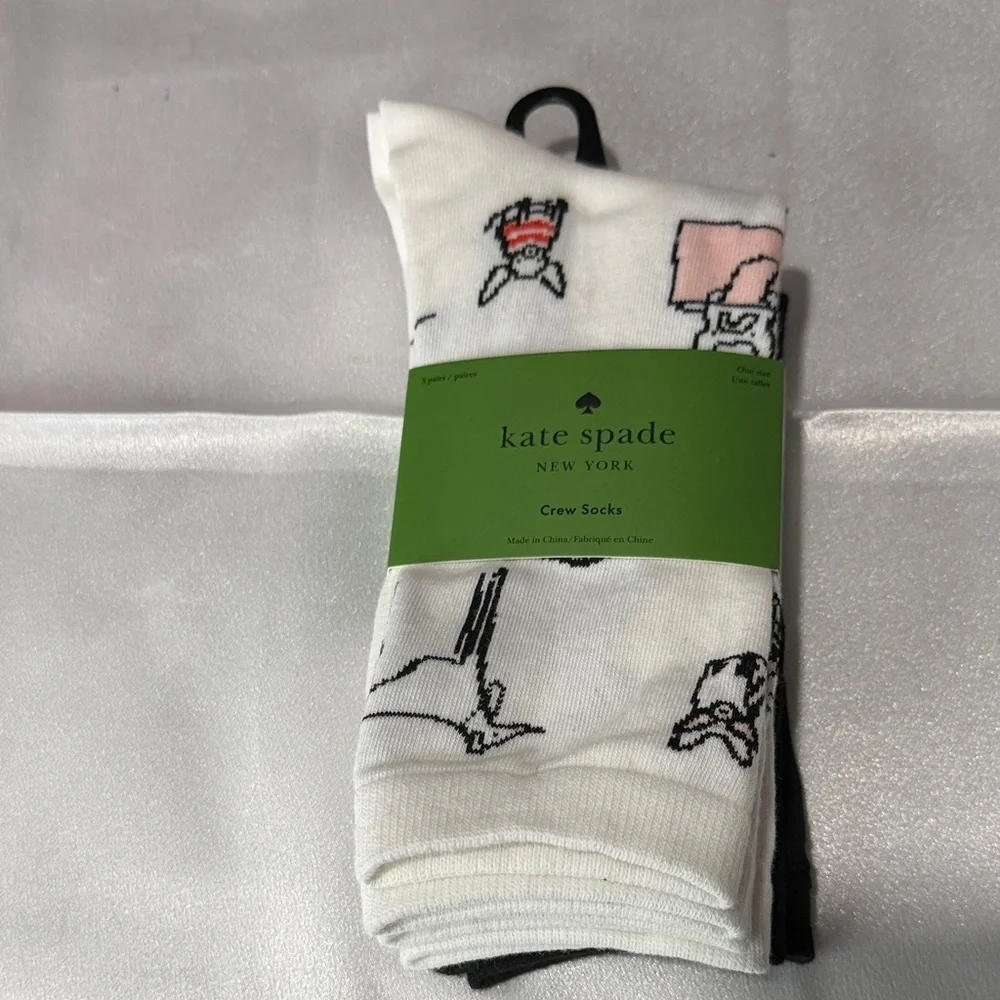 Kate spade socks long 3 pairs white and black